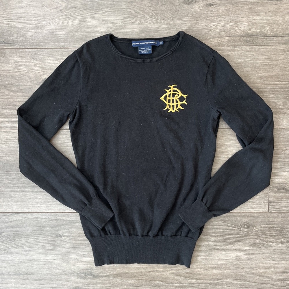 Ralph Lauren Sport Womens XS Pullover Sweater Black Embroidered Logo